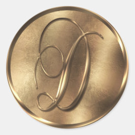 Monogram D Bronze Wedding Investigation Helgdag Runt Klistermärke