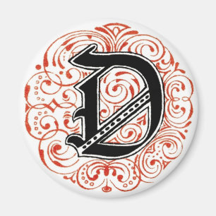 Monogram "D" i rött - Magnet