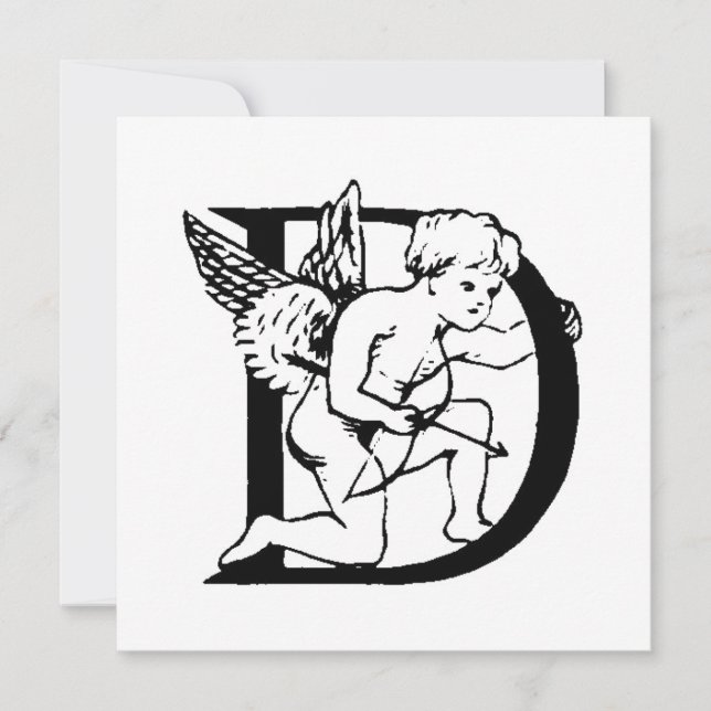 Monogram D Initial Black and White Cupid Mönster (Framsida)