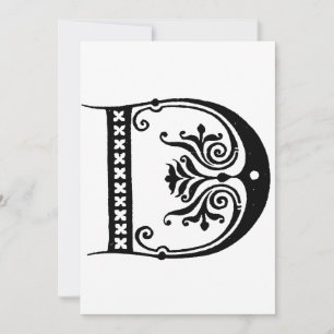 Monogram D initial svart och vit Julkort