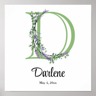 Monogram D Lavendel Eukalyptus barnrum Poster