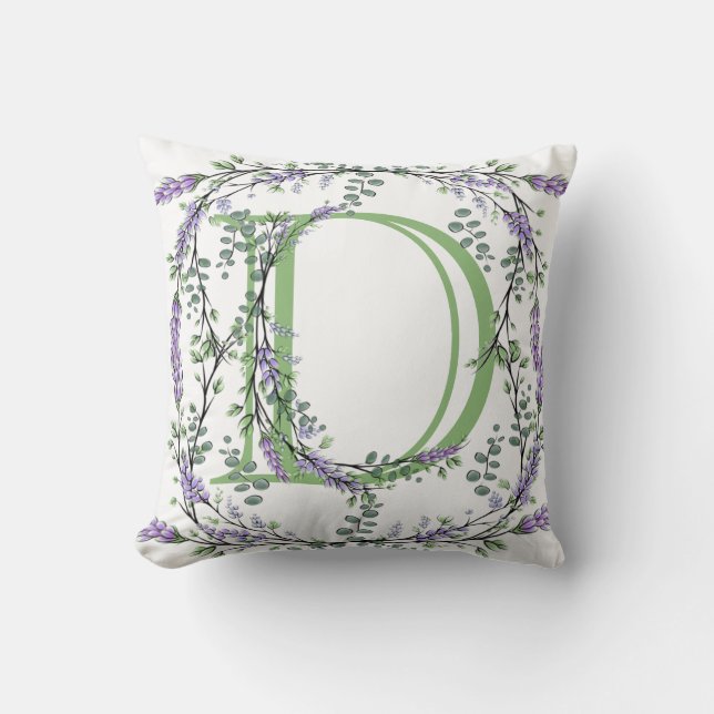 Monogram D Lavender Eucalyptus Kudde (Framsida)