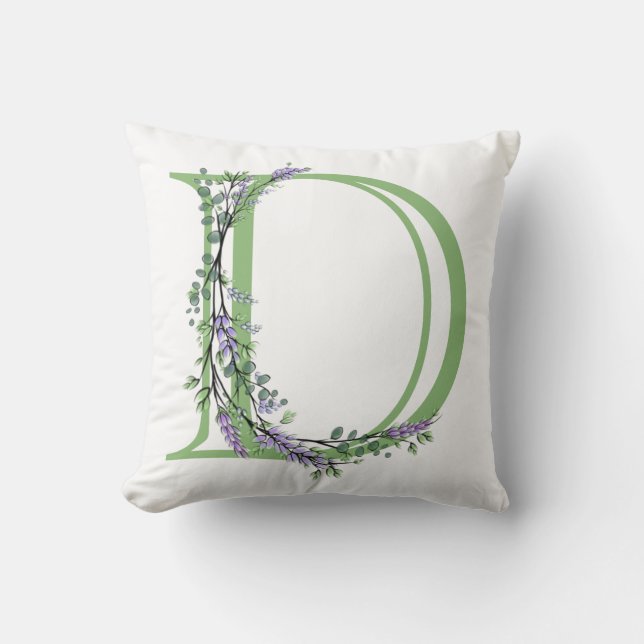 Monogram D Lavender Eucalyptus Kudde (Framsida)
