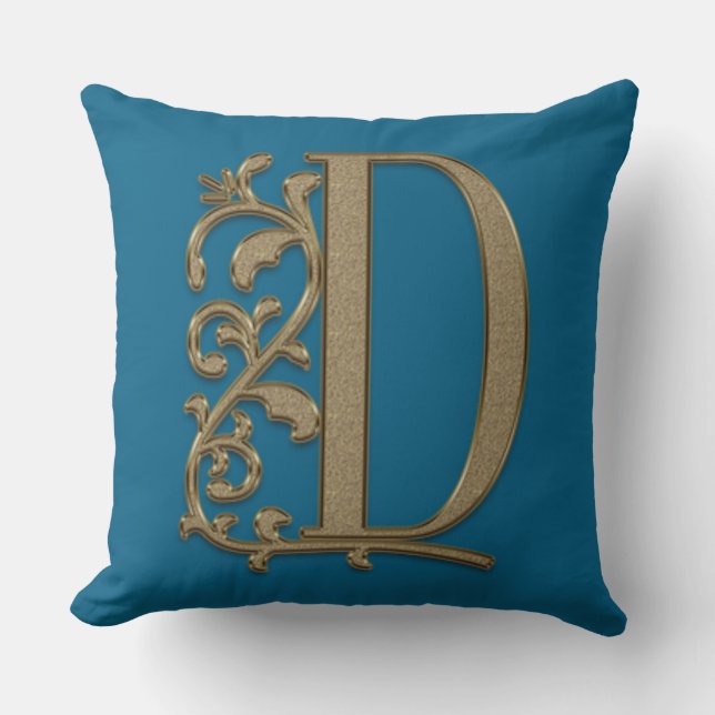 Monogram D Marinblå Familj Bröllop, Födelsedag Kudde (Framsida)