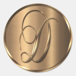 Monogram D NONMETALLIC Bronze Kuvert Seal Runt Klistermärke