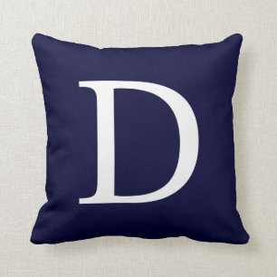 Monogram D på marinblått Kudde