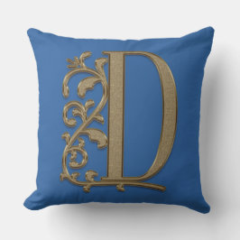 Monogram D Pretty Blue Familj, Bröllop, Födelsedag Kudde