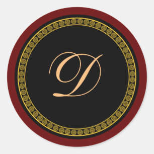 Monogram "D"-skript med guld-färgad Runt Klistermärke
