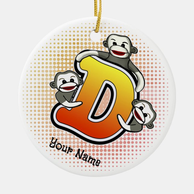 Monogram D Strumpapa  Julgransprydnad Keramik (Framsidan)