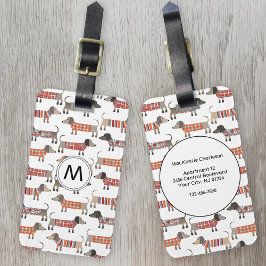 Monogram Dachshund Hund Mönster Bagagebricka