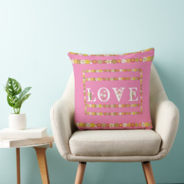 Monogram Daisy Blommig Kärlek Rosa Kudde