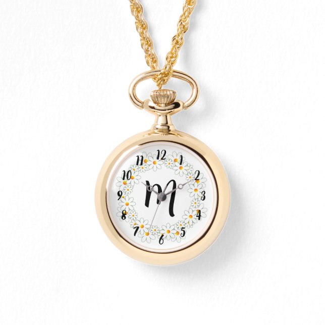 Monogram Daisy Necklace Watch Armbandsur (Framsida)