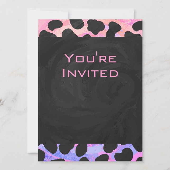 Monogram Dalmatian Black and Rosa Inbjudningar (Framsida)