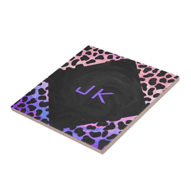 Monogram Dalmatian Black and Rosa Kakelplatta (Sidan)