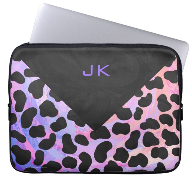 Monogram Dalmatian Black and Rosa Laptop Sleeve (Framsidan)