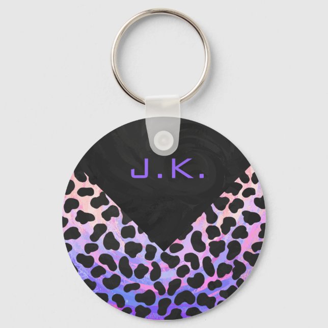 Monogram Dalmatian Black and Rosa Nyckelring (Framsida)