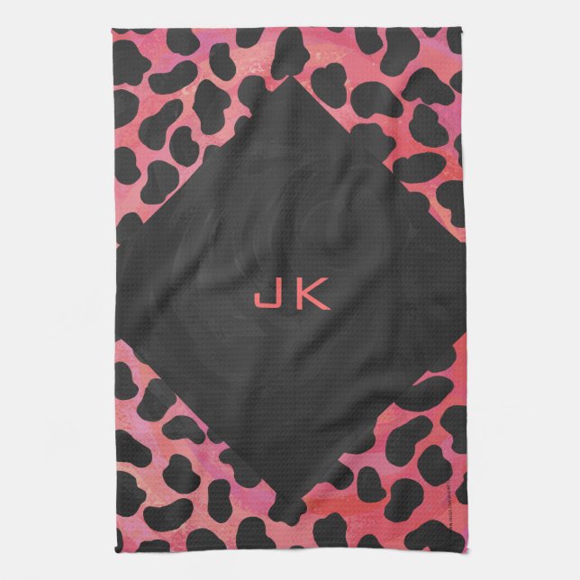 Monogram Dalmatian Black och Red Kökshandduk (Vertikal)