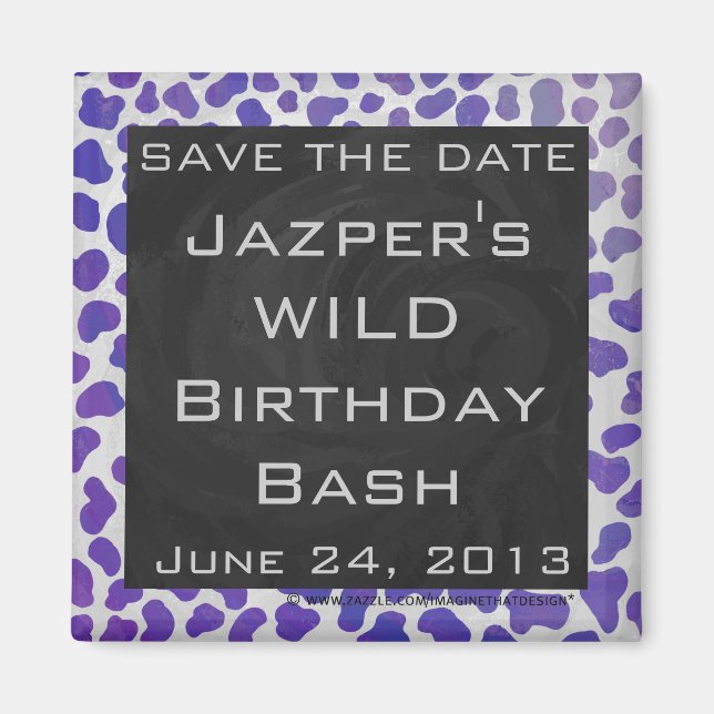 Monogram Dalmatian Lila och Vit Tryck Magnet (Framsidan)