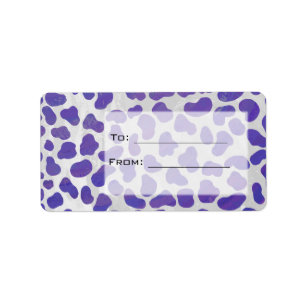Monogram Dalmatisk Lila och vit utskrift Adressetikett