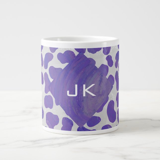 Monogram Dalmatisk Lila och vit utskrift Jumbo Mugg (Framsidan)