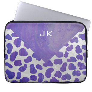 Monogram Dalmatisk Lila och vit utskrift Laptop Fodral