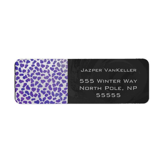 Monogram Dalmatisk Lila och vit utskrift Returadress Etikett (Framsidan)