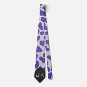 Monogram Dalmatisk Lila och vit utskrift Slips