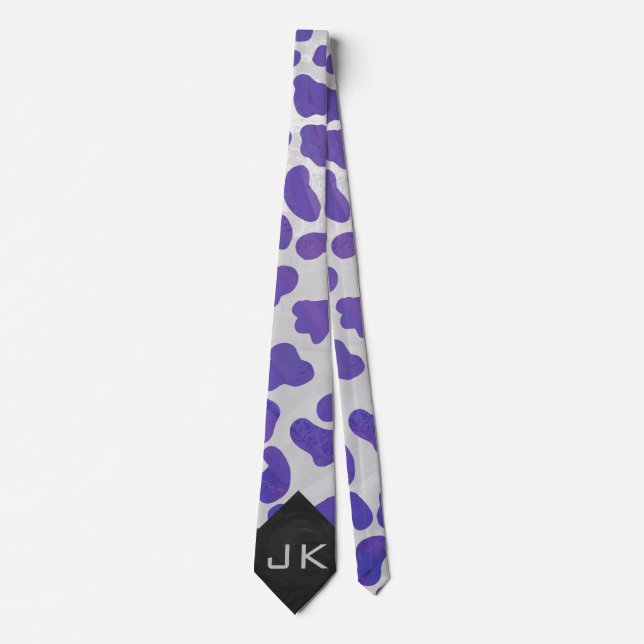 Monogram Dalmatisk Lila och vit utskrift Slips (Framsida)