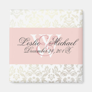 Monogram Damask Bröllop, Magneter