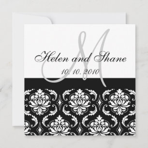 Monogram Damask-bröllopsinbjudan Inbjudningar