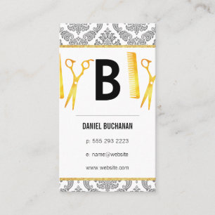 Monogram Damask Hairstylist Visitkort