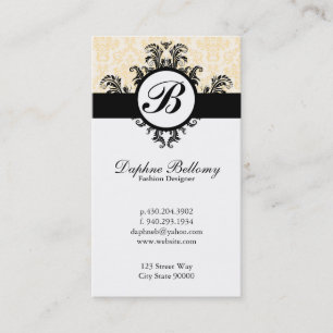 Monogram Damask (kräm) Visitkort