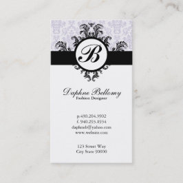 Monogram Damask (Lavender) Visitkort