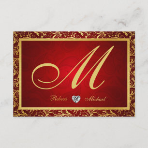 Monogram Damask Red/Guld OSA kort
