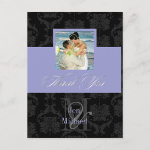 Monogram Damask, Tack Foto-vykort Vykort