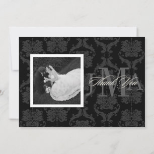 Monogram Damask Tacksamhetskort, Platta Tack Kort