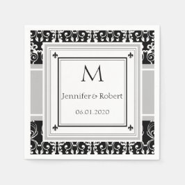 Monogram Damask Wedding Napkin Pappersservett