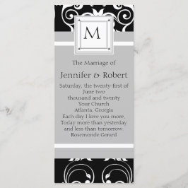 Monogram Damask Wedding Program