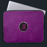 Monogram Deep Lila Suede Leather Blommigt Design Laptop Fodral<br><div class="desc">Utformning av elegantens djupa lila blommigt,  suede läderutseende. Anpassade och monogram som tillval med beröring av metallisk lila. Det finns på andra produkter. Inte äkta läder utan läderbild.</div>