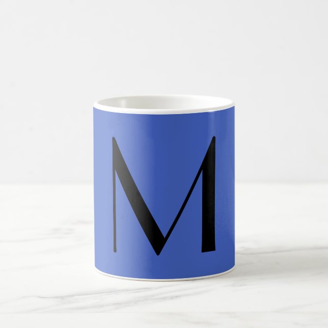 Monogram Deep Royal Black Modern Add Namn Initial Kaffemugg (Center)