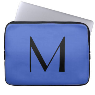 Monogram Deep Royal Black Modern Add Namn Initial Laptop Fodral