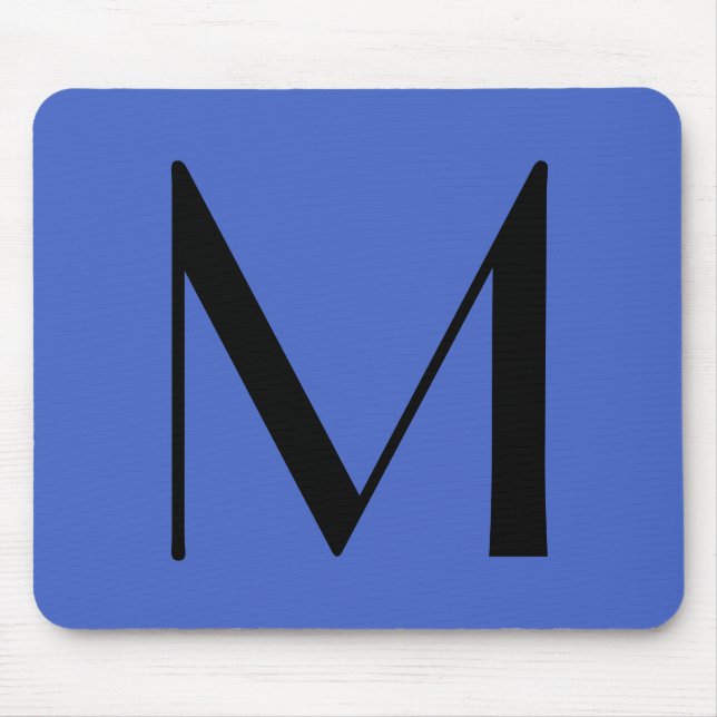 Monogram Deep Royal Black Modern Add Namn Initial Musmatta (Framsidan)
