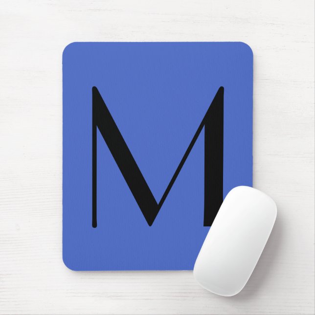 Monogram Deep Royal Black Modern Add Namn Initial Musmatta (Med mus)
