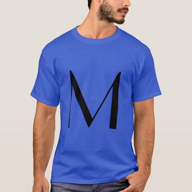 Monogram Deep Royal Black Modern Add Namn Initial T Shirt (Framsida)