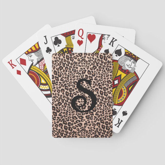Monogram dek av leopard på djur casinokort (Baksidan)