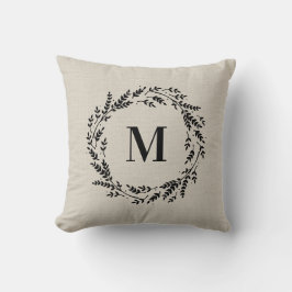 Monogram Dekorativ kudde, rustisk krans Kudde