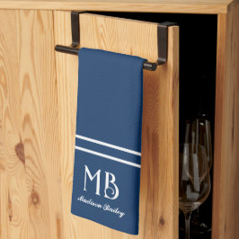 Monogram dekorativ typografi | Blå flotta Kökshandduk