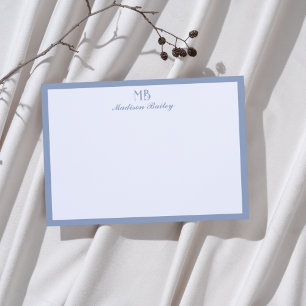 Monogram dekorativ typografi Dammig blå Anteckningskort