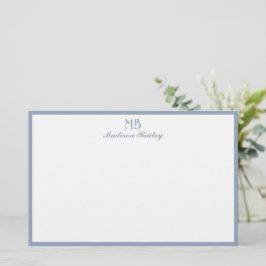 Monogram dekorativ typografi | Dusty Blue Brevpapper