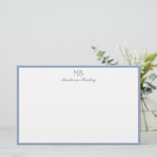 Monogram dekorativ typografi   Dusty Blue Brevpapper